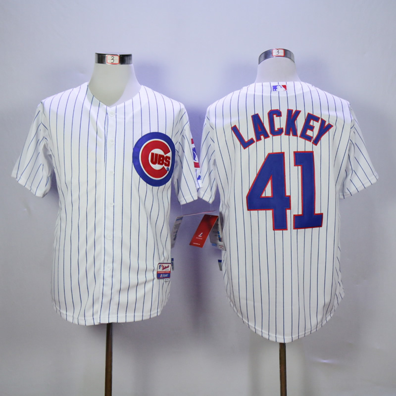 Men Chicago Cubs #41 Lackey White MLB Jerseys